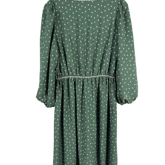 Max Studio VNeck Boho‎ Peasant Puff Sleeve Printed Maxi Dress Pockets Size Large - Picture 8 of 8